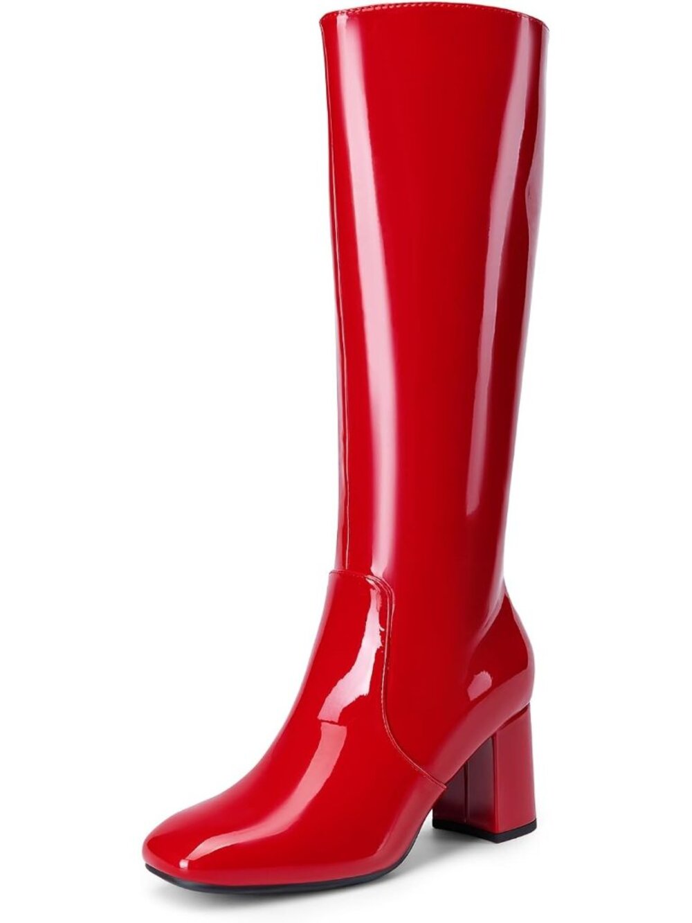 Dream Pairs Women's Red Square Toe Side Zipper Comfortable Knee High Boots